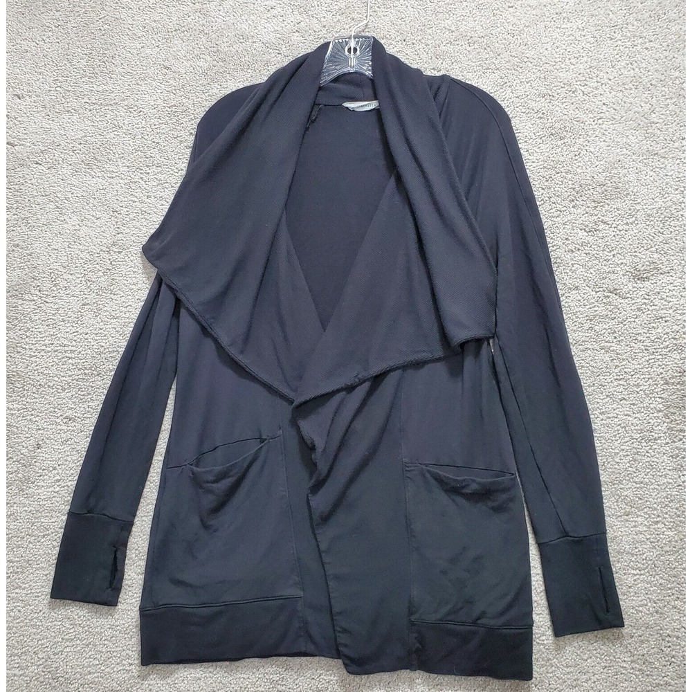 Athleta Sweater Women's XS Black Wrap Cardigan Open Front Stretch Pocket Knitted